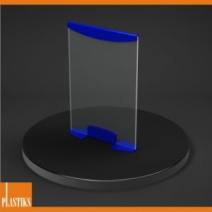 Držák na menu A5 modrý ― Plastiks  - zakázková výroba z plexiskla.