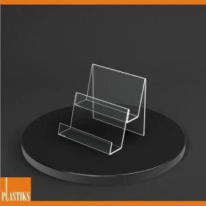 Držák na vizitky z plexiskla zdvojený ― Plastiks  - zakázková výroba z plexiskla.