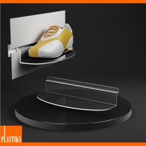 Stojan na obuv pro stenové lamely kulatý ― Plastiks  - zakázková výroba z plexiskla.